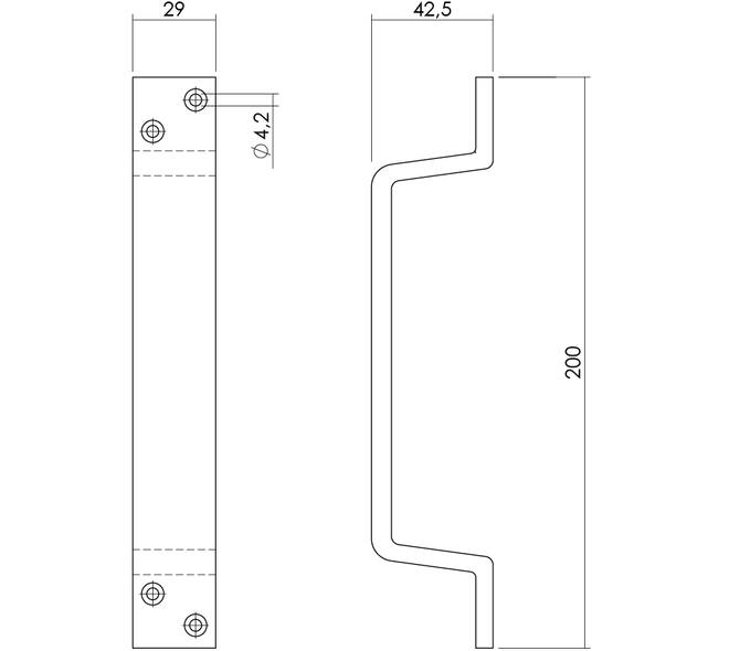 Handgreep profiel 200 x 29mm aluminium F1