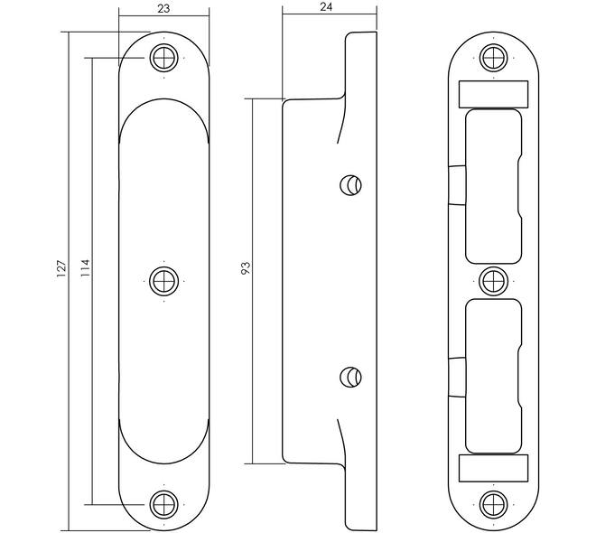 SKG2 sluitkom gegoten 23x127mm zwart