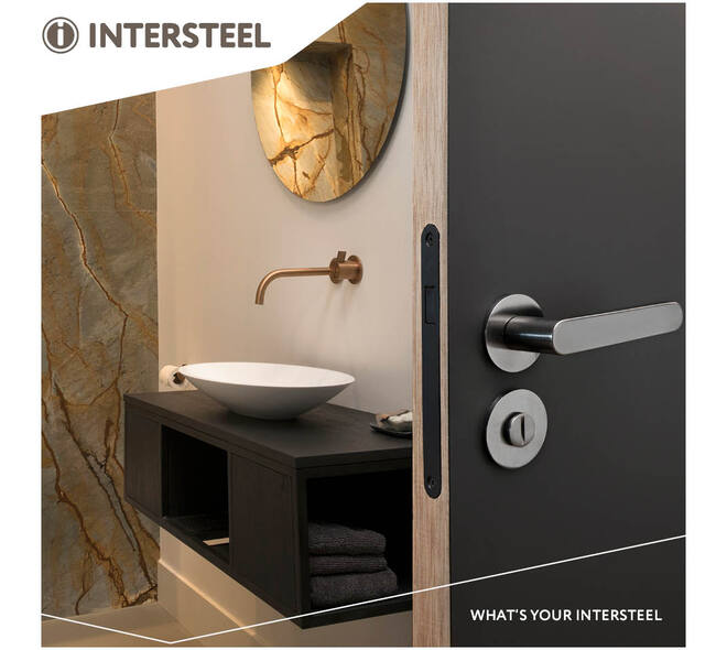 Woningbouw magneet badkamer/toilet slot 63/8mm, voorplaat afgerond zwart, 20x174, doorn 50mm incl. sluitplaat/kom
