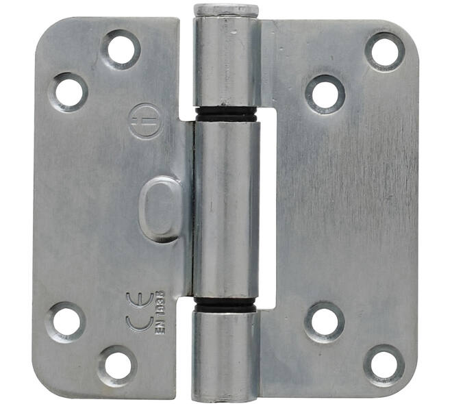 Glijlagerscharnier afgerond 3,5" (89x89x3mm) doorgezette knoop CE staal verzinkt