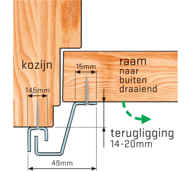 SecuStrip Plus buitendraaiend 14-20mm 2300mm creme ral 9001