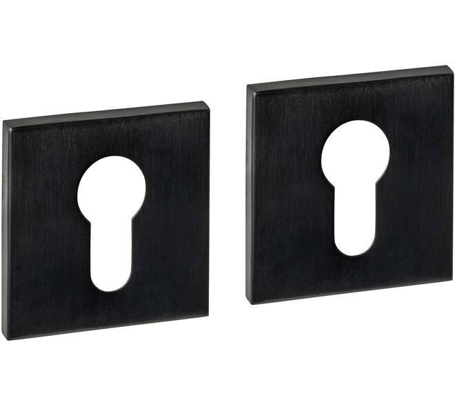 Cilinderrozetten verdekt 53x53x6mm PVD zwart