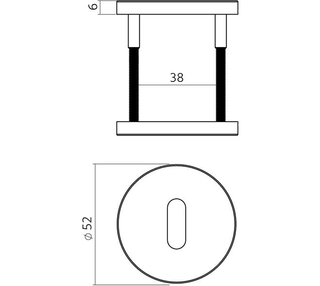 Sleutelrozetten verdekt ø52x6mm PVD antraciet