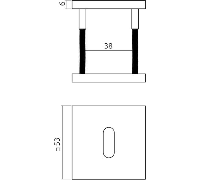 Sleutelrozetten verdekt 53x53x6mm rvs