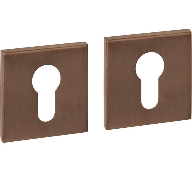 Cilinderrozetten verdekt 53x53x6mm PVD brons