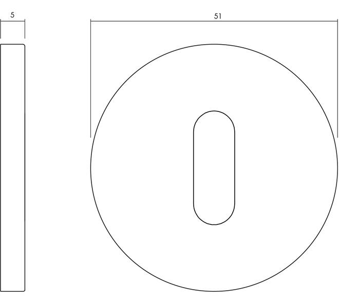Olivari sleutelrozet rond 51x5mm met nokken en doorgaande bevestiging Nikkel mat titaan PVD