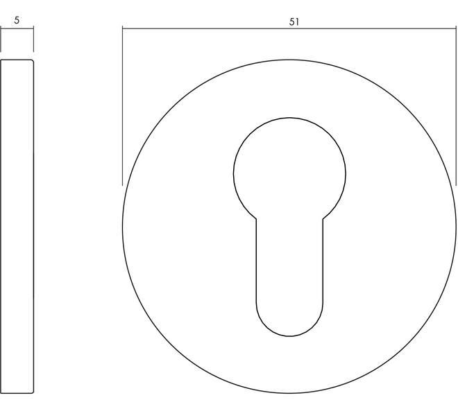 Olivari pc-rozet rond 51x5mm met nokken en doorgaande bevestiging Messing titaan PVD