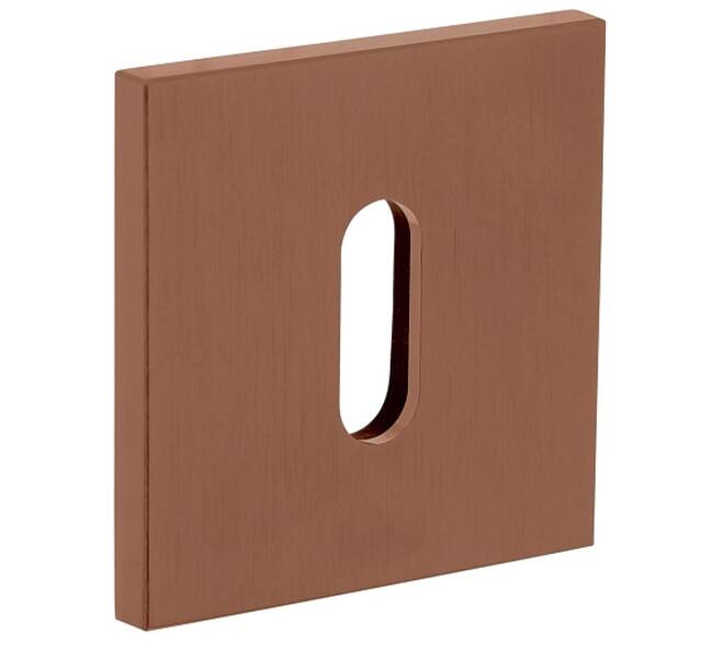 Olivari sleutelrozet vierkant 51x5mm met nokken en doorgaande bevestiging Koper mat titaan PVD