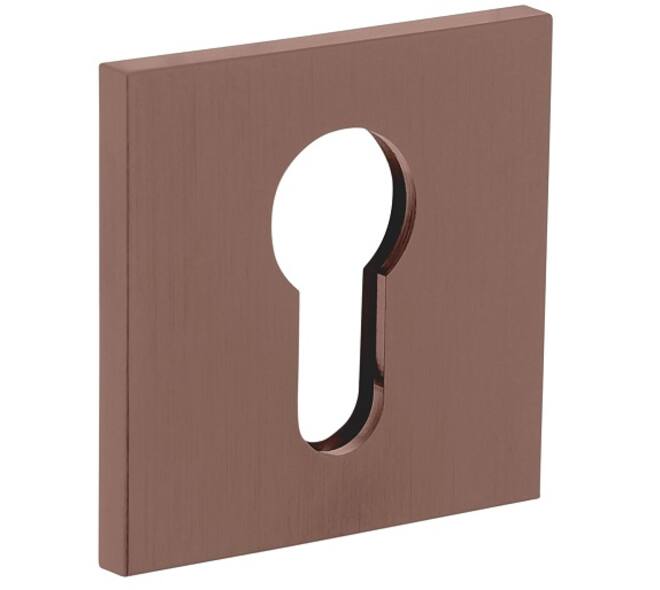 Olivari pc-rozet vierkant 51x5mm met nokken en doorgaande bevestiging Brons mat titaan PVD