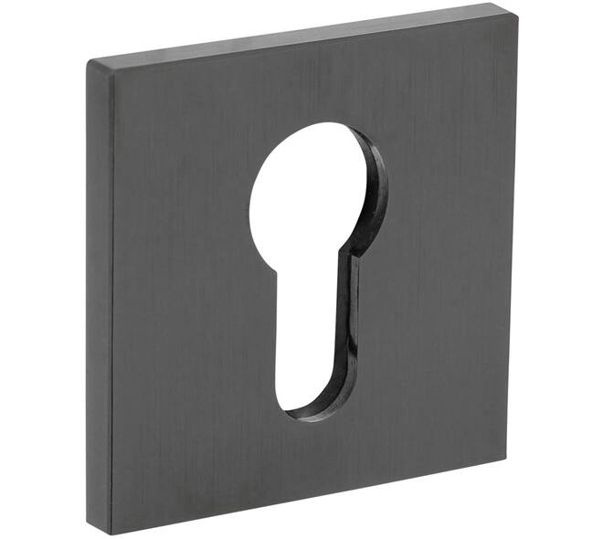 Olivari pc-rozet vierkant 51x5mm met nokken en doorgaande bevestiging Antraciet mat titaan PVD