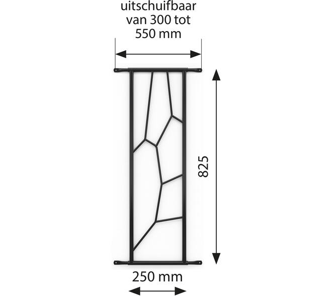 SecuBar Deco 2 op de dag Blackline 250x825mm