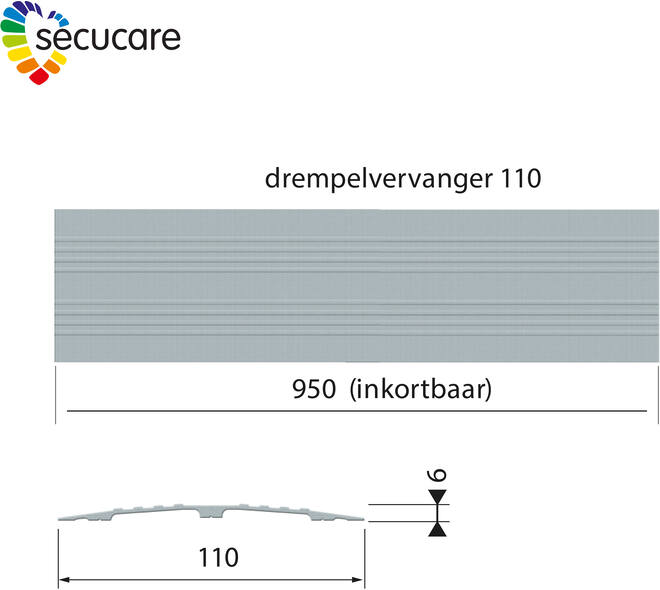 SecuCare Drempelvervanger 11cm, L 95 cm  blank geanodiseerd