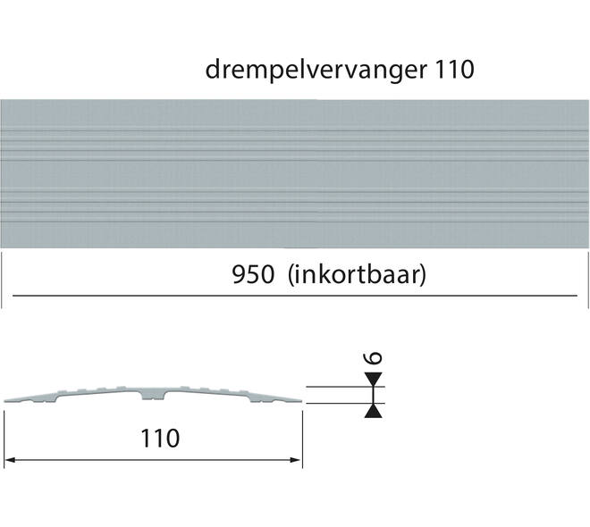 SecuCare Drempelvervanger 11cm, L 95 cm  blank geanodiseerd