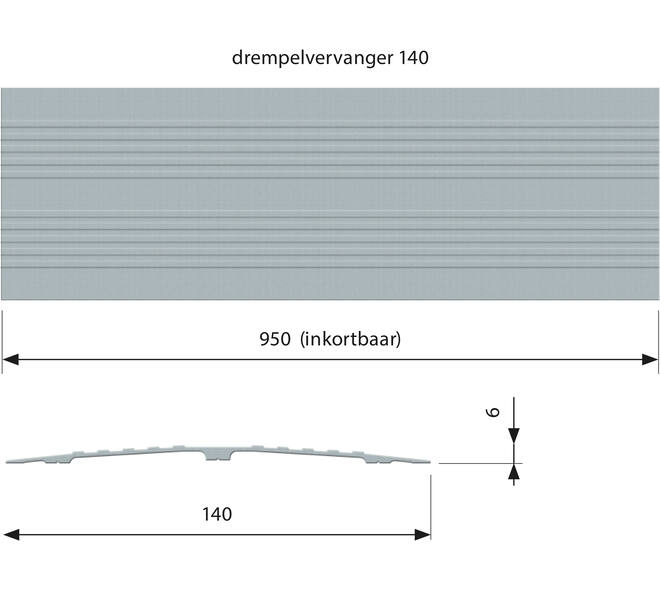 SecuCare Drempelvervanger 14cm, L 95 cm blank geanodiseerd