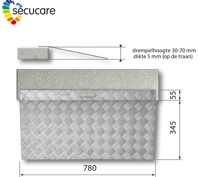 SecuCare Drempelhulp Alu type 2 B 78cm H 3 tm 7cm
