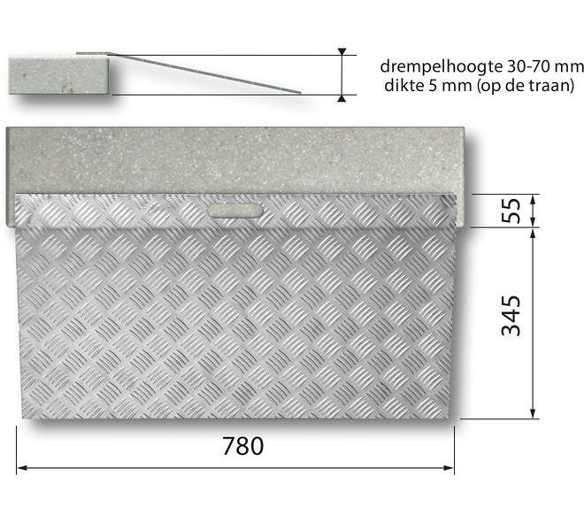 SecuCare Drempelhulp Alu type 2 B 78cm H 3 tm 7cm