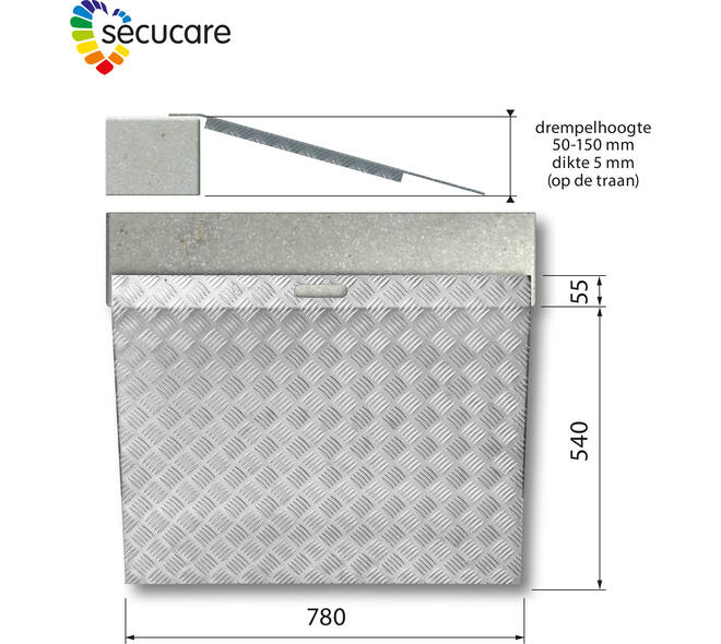 SecuCare Drempelhulp Alu type 3 B 78cm H 5 tm 15cm