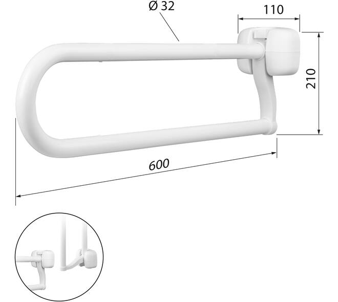 SecuCare Toiletbeugel opklapbaar Premium Wit, 60cm
