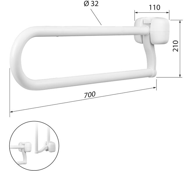 SecuCare Toiletbeugel opklapbaar Premium Wit, 70cm