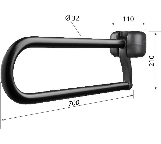 SecuCare Toiletbeugel opklapbaar Premium Zwart, 70cm