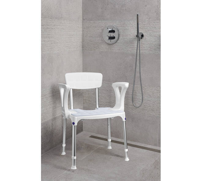 SecuCare Douchestoel Quattro uitsparing comfort kussen blauw