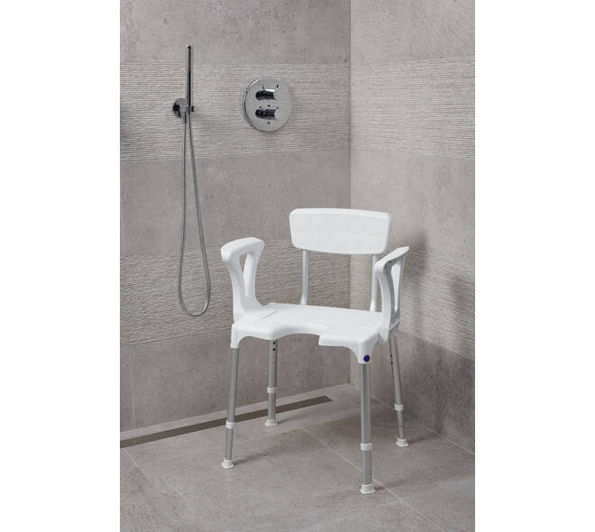SecuCare Douchestoel Quattro met uitsparing incl rug en arm