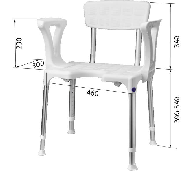 SecuCare Douchestoel Quattro met uitsparing incl rug en arm