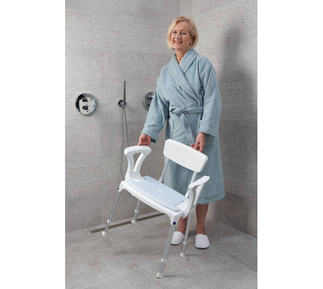 SecuCare Douchestoel Quattro comfort kussen blauw