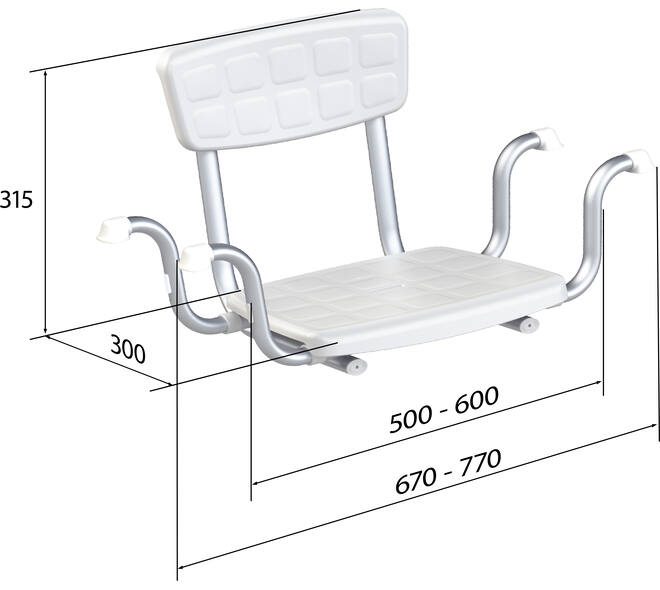 SecuCare Badzitje Quattro wit met rugleuning