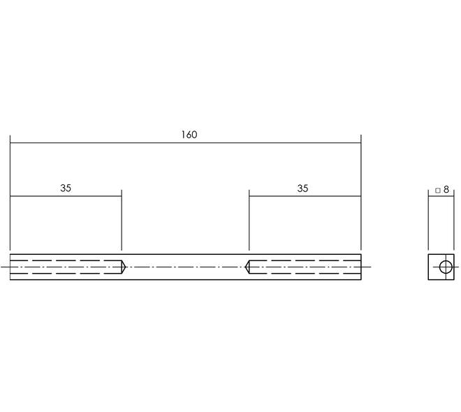 P+E krukstift gegalvaniseerd lengte is 160mm voor 2 gatdeel deurkrukken 8mm te koppelen. Deze stift is geschikt voor deur- en beslagdikte van minimaal 90mm tot maximaal 130mm.