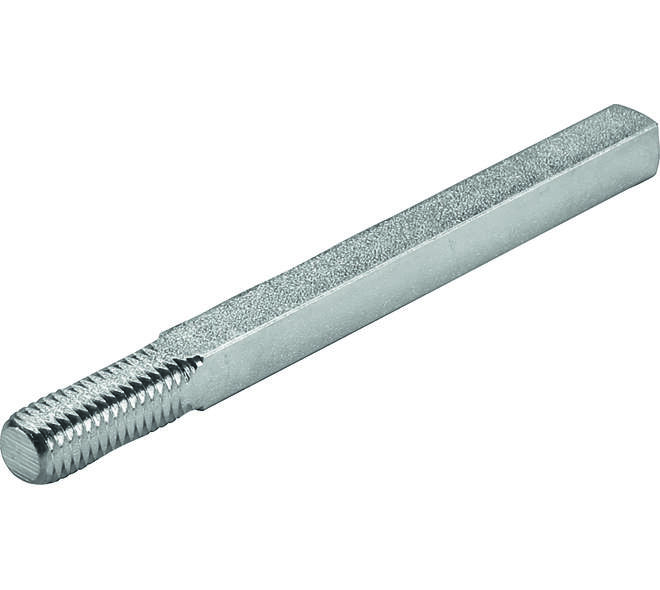 Wisselstift 9mm Heso schroefdraad M10X35 voor in de vaste knop totale lengte stift en schroefdraad 135mm. Geschikt voor deurdikte inclusief beslag van 65 tot 100mm.