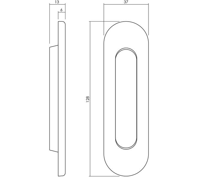 Olivari schuifdeurkom Vico ovaal 128x37mm RVS mat titaan PVD
