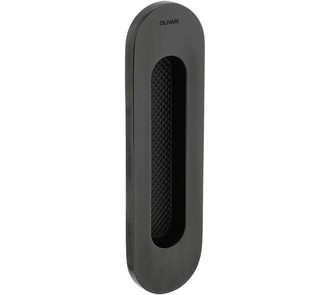 Olivari schuifdeurkom Vico ovaal 128x37mm Antraciet mat titaan PVD