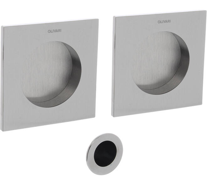 Olivari schuifdeurkom Giotto Q vierkant 42/65mm rvs mat titaan PVD