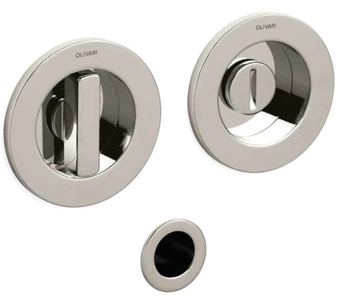 Olivari schuifdeurkom Dante vrij/bezet 6mm Rond Ø65 mm Nikkel titaan PVD