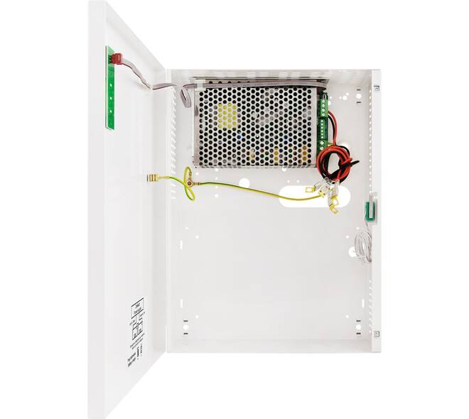 Voeding gestabiliseerd 24VDC 2A  kast afm:230x300x82 met de mogelijkheid voor 2x 7Ah batterij buffer