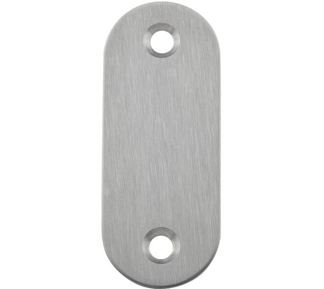 RVS geborsteld blind plaatje ovaal 70x28x2mm, gatdeel M4 h.o.h. 50mm