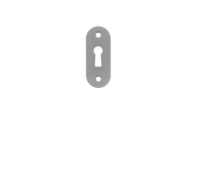 RVS geborsteld sleutelplaatje ovaal 70x28x2mm, gatdeel M4 h.o.h. 50mm