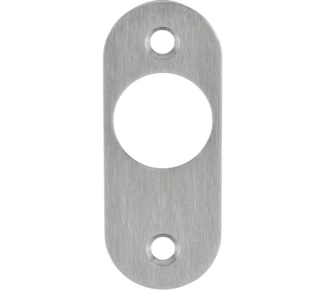 RVS geborsteld cilinderplaatje RC ovaal 70x28x2mm, gatdeel M4 h.o.h. 50mm
