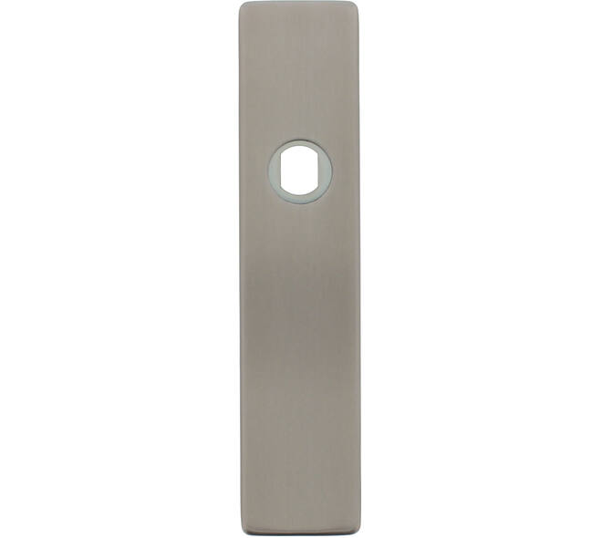 RVS rechthoekig klikschild 177x40x8mm BL Q-gat voor vaste knop montage met stalen basisschild nokdeel M4
