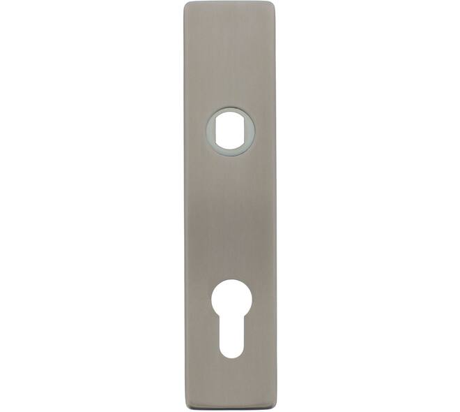 RVS rechthoekig klikschild 177x40x8mm PC72 Q-gat voor vaste knop montage met stalen basisschild nokdeel M4