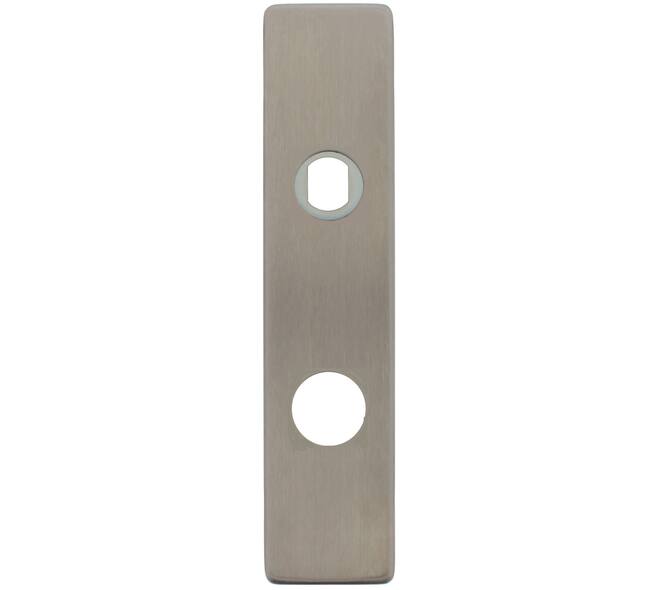 RVS rechthoekig klikschild 177x40x8mm RC74 Q-gat voor vaste knop montage met stalen basisschild nokdeel M4