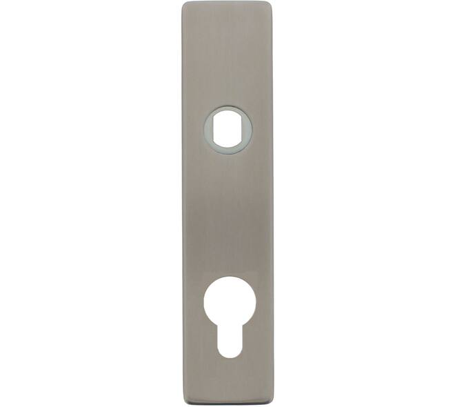 RVS rechthoekig klikschild 177x40x8mm PRC74 Q-gat voor vaste knop montage met stalen basisschild nokdeel M4