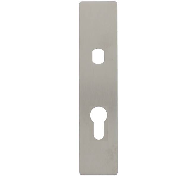 RVS flush rechthoek kortschild PC55 met Q-gat en 2 draadbussen M4 180x40x2mm