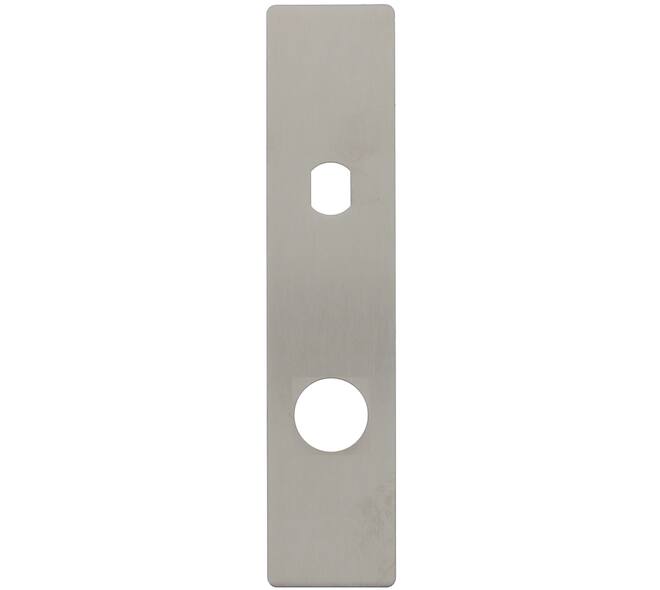 RVS flush rechthoek kortschild RC74 met Q-gat en 2 draadbussen M4 180x40x2mm