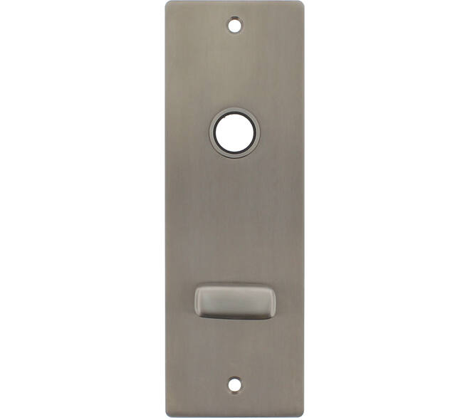 RVS flush rechthoek kortschild breed WC knopje O63/8 met 2 bevestigingsgaten 4mm easyfix 180x60x2mm