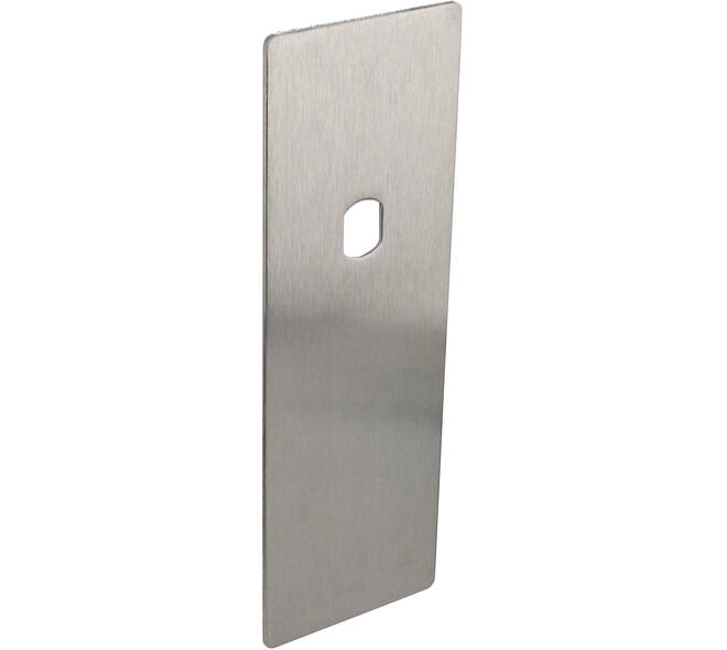 RVS flush rechthoek kortschild breed BL met Q-gat en 2 draadbussen M4 180x60x2mm