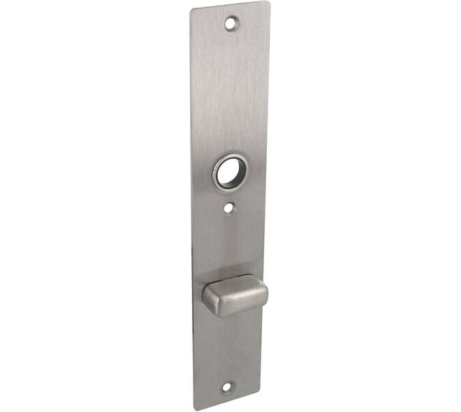 RVS flush rechthoek langschild met WC knopje O72/8 met 3 bevestigingsgaten 4mm easyfix 240x45x2mm EN1906-kl.4