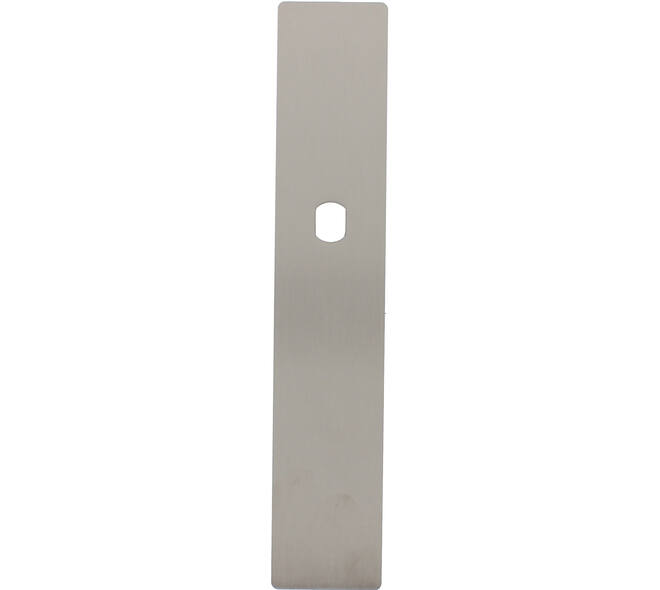 RVS flush rechthoek langschild BL met Q-gat voor vaste knop en 3 draadbussen M4 240x45x2mm