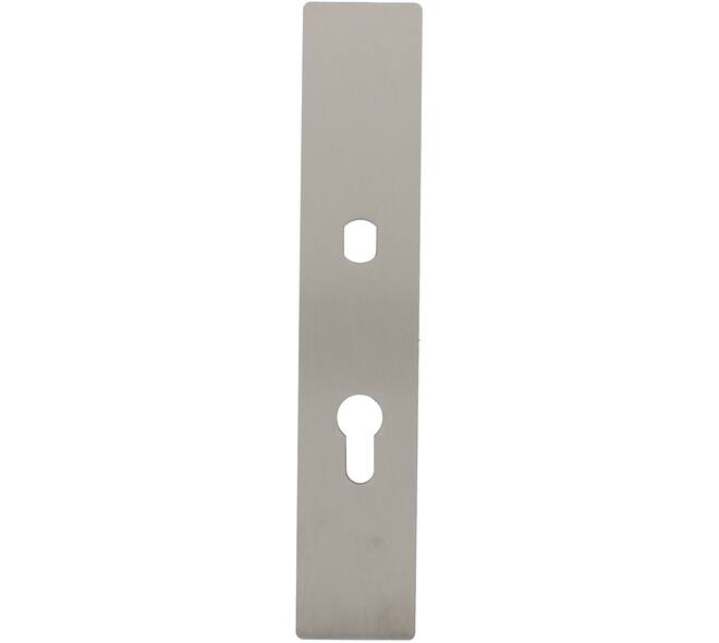 RVS flush rechthoek langschild PC72 met Q-gat voor vaste knop en 3 draadbussen M4 240x45x2mm
